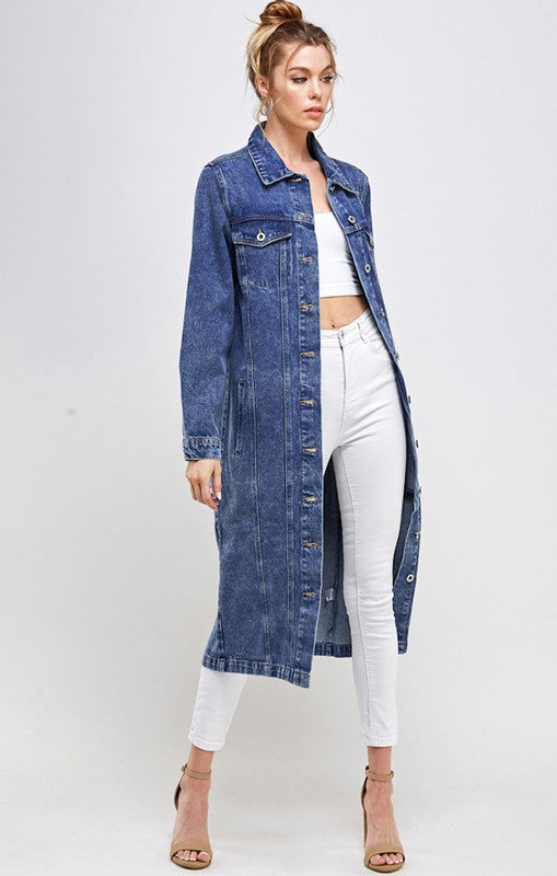 Blue Age Denim Overcoat Midi Jacket in 3 Colors