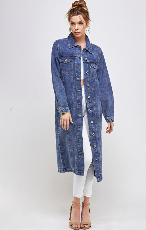 Blue Age Denim Overcoat Midi Jacket in 3 Colors