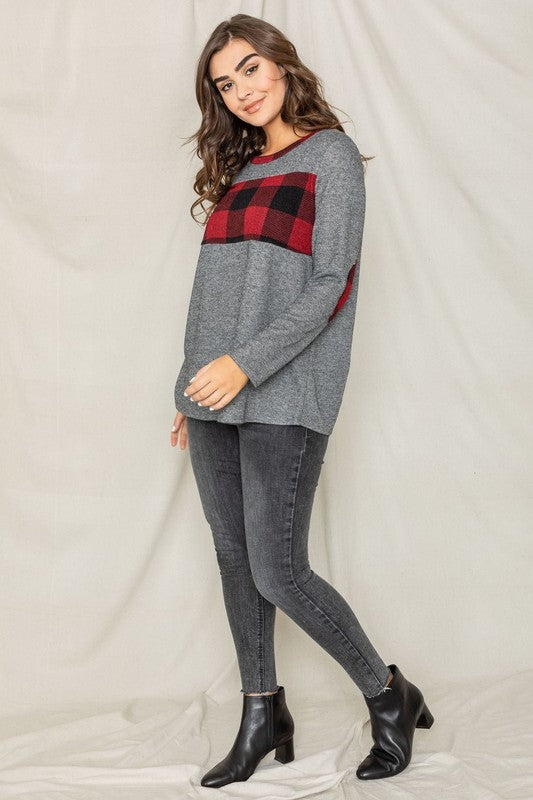 Checkered Panel Elbow Patch Tunic