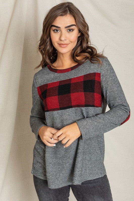 Checkered Panel Elbow Patch Tunic