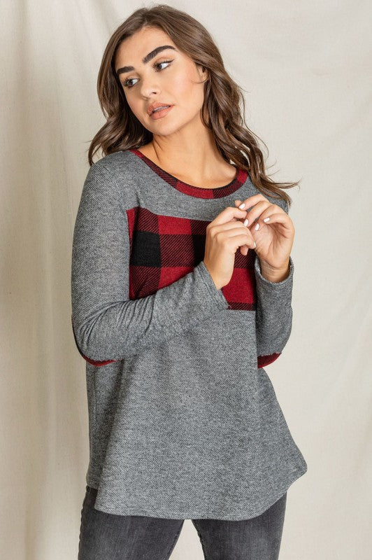 Checkered Panel Elbow Patch Tunic