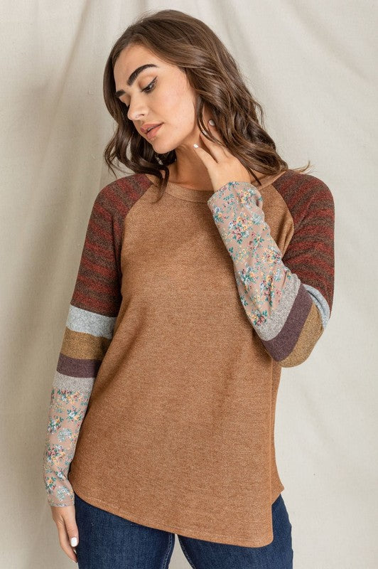 EG Fashion Color Block Long Sleeve Tunic Top in 2 Colors