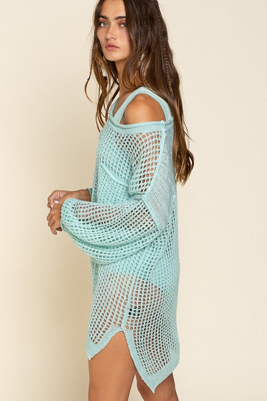 POL Oversized Crochet Openwork Swimsuit Cover Up in 2 Colors