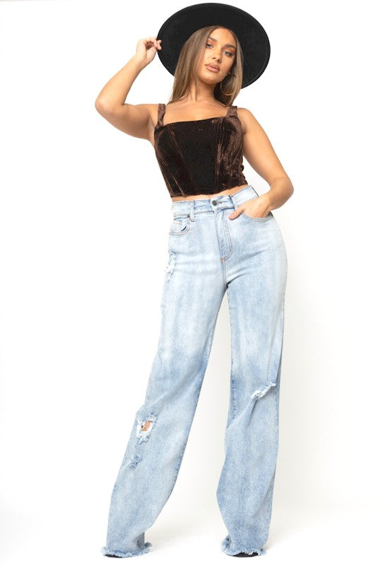 GJG Denim Wide Leg Jeans in Light Wash