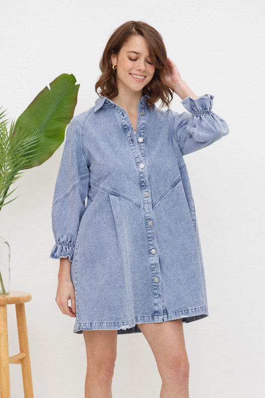 Blue B Washed Denim Mini Dress in 2 Colors