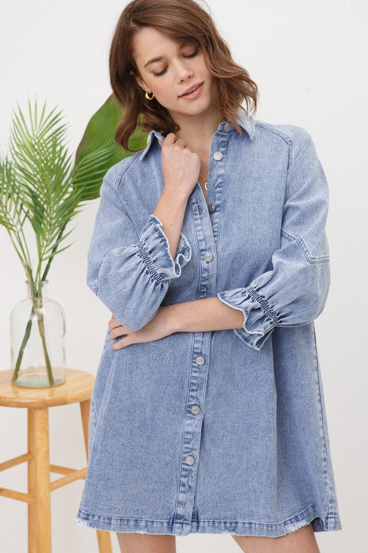 Blue B Washed Denim Mini Dress in 2 Colors