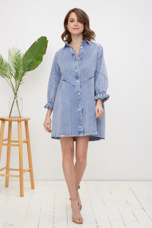 Blue B Washed Denim Mini Dress in 2 Colors