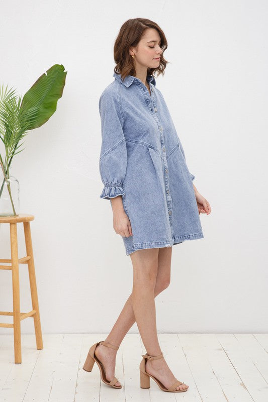 Blue B Washed Denim Mini Dress in 2 Colors