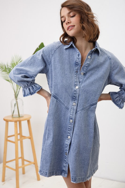 Blue B Washed Denim Mini Dress in 2 Colors