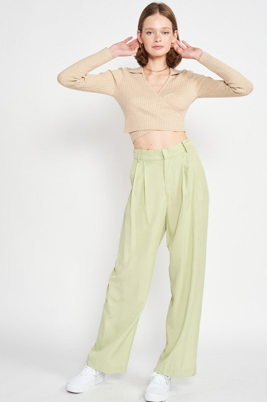 Emory Park Long Sleeve Cropped Wrap Top