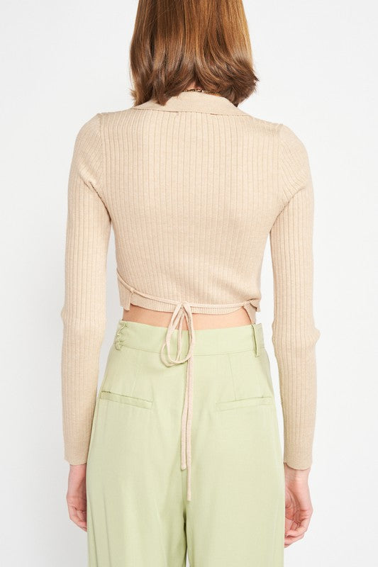 Emory Park Long Sleeve Cropped Wrap Top