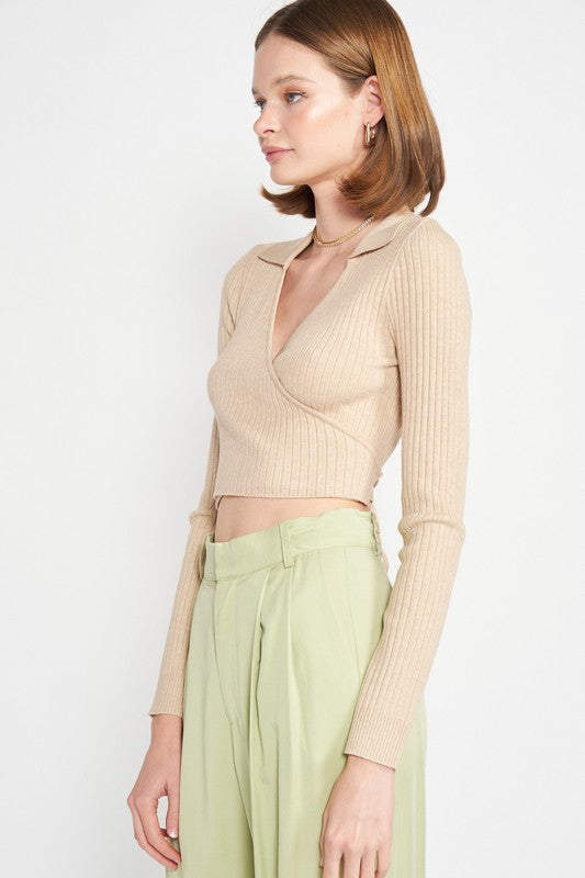 Emory Park Long Sleeve Cropped Wrap Top