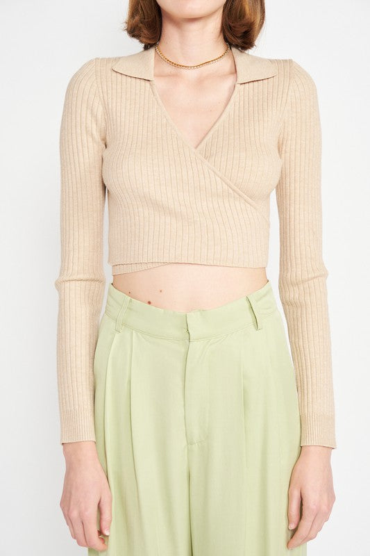 Emory Park Long Sleeve Cropped Wrap Top