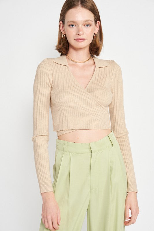 Emory Park Long Sleeve Cropped Wrap Top