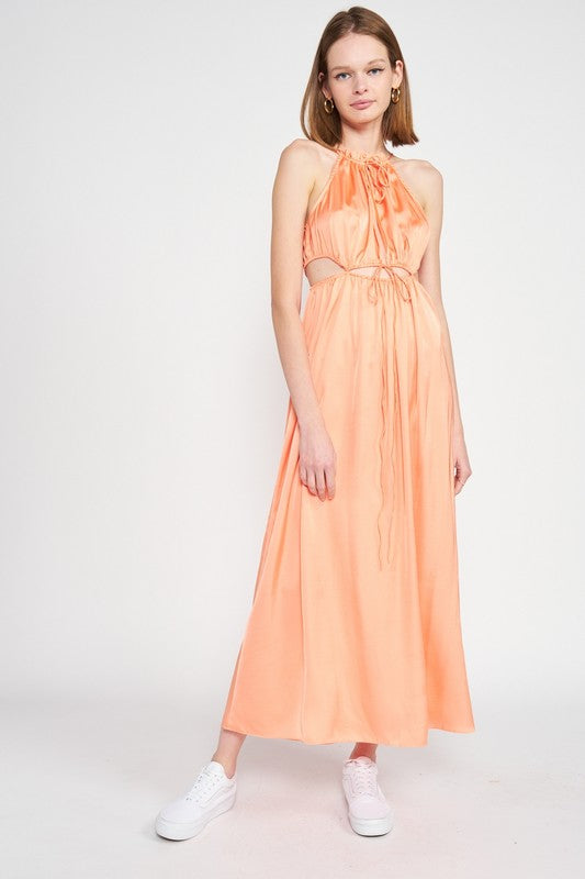 Emory Park Cutout Cami Maxi Dress in Peach