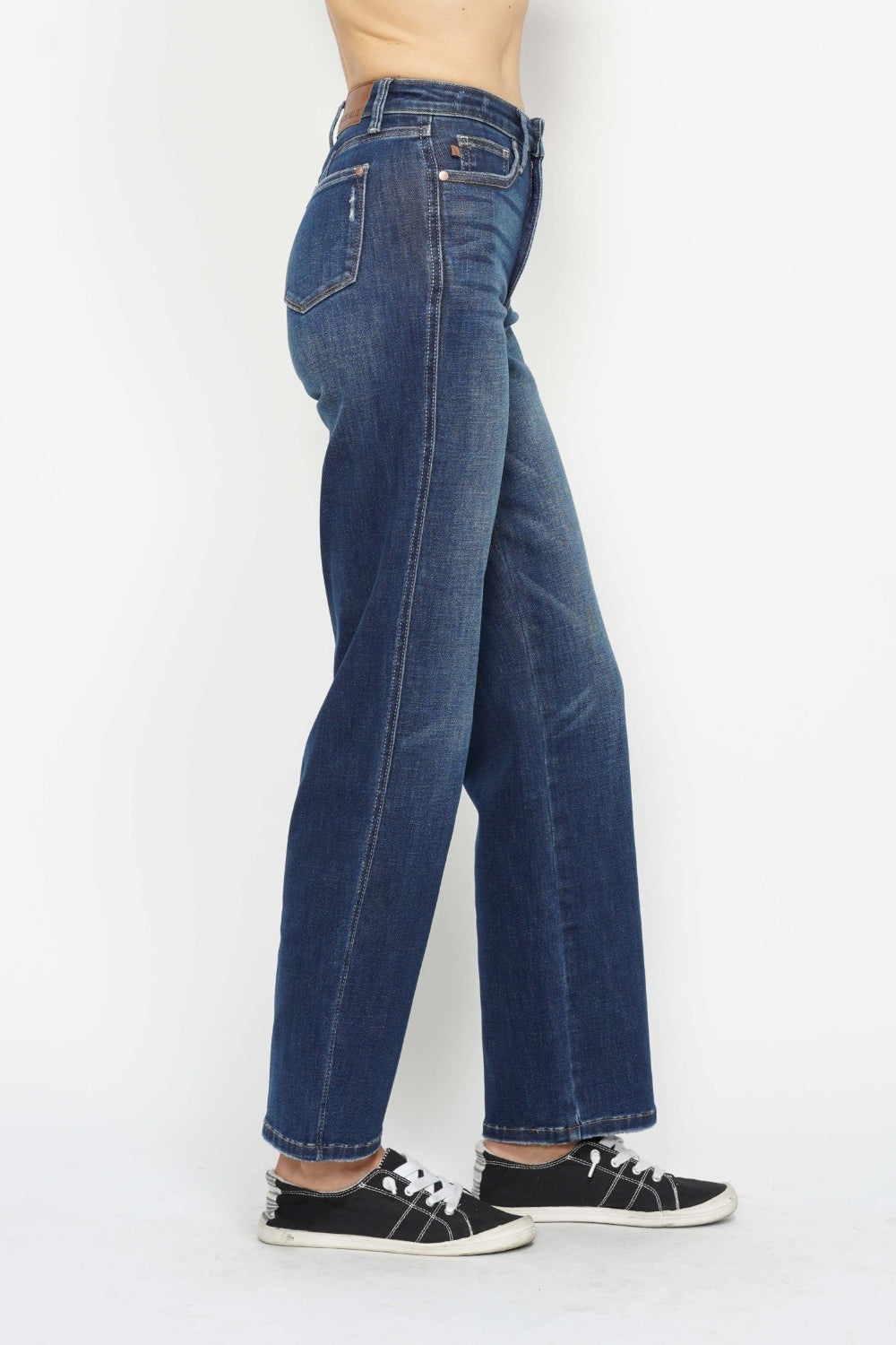 Judy Blue Full Size Tummy Control High Rise Straight Leg Jeans in Dark Wash Blue