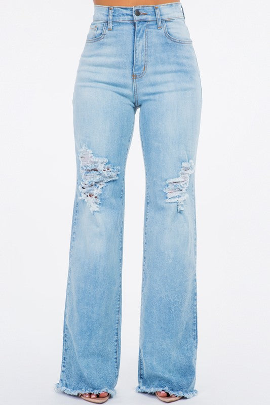 GJG Denim Distressed Wide Leg Jeans