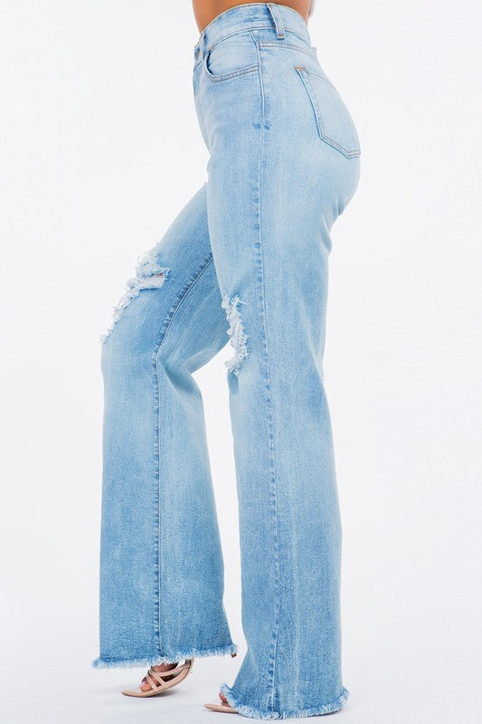 GJG Denim Distressed Wide Leg Jeans