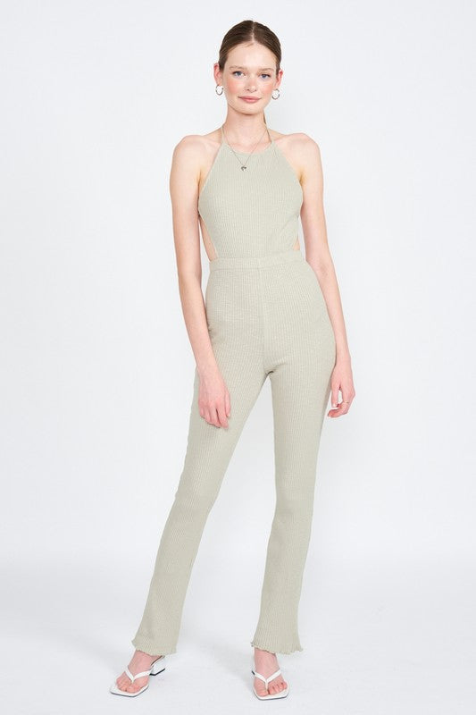 EMORY PARK OPEN BACK HALTER JUMPSUIT IN 2 COLORS