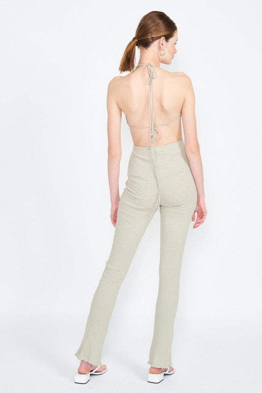 EMORY PARK OPEN BACK HALTER JUMPSUIT IN 2 COLORS