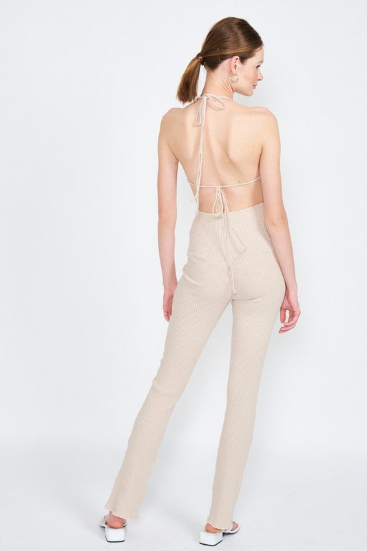 EMORY PARK OPEN BACK HALTER JUMPSUIT IN 2 COLORS