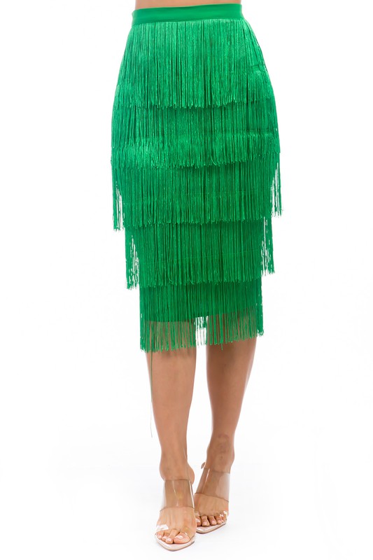 By Claude Fringed Midi Skirt