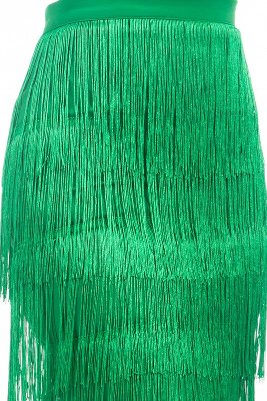 By Claude Fringed Midi Skirt