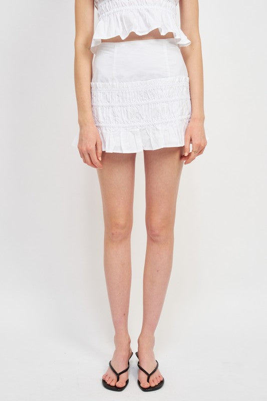 EMORY PARK HIGH WAIST GATHERED MINI SKIRT