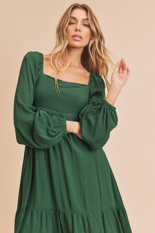 Aemi + Co Taya Babydoll Square Neck Puff Sleeve Dress in 6 Colors