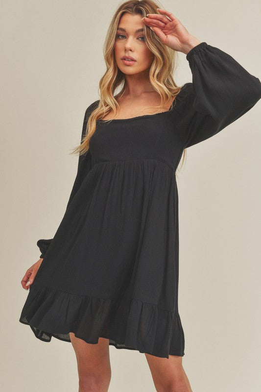 Aemi + Co Taya Babydoll Square Neck Puff Sleeve Dress in 6 Colors