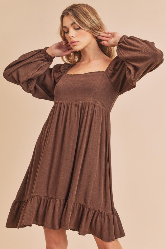 Aemi + Co Taya Babydoll Square Neck Puff Sleeve Dress in 6 Colors