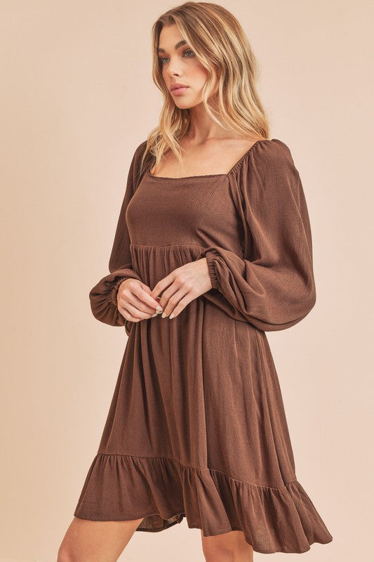 Aemi + Co Taya Babydoll Square Neck Puff Sleeve Dress in 6 Colors