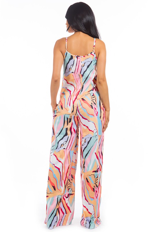 BY CLAUDE PRINTED THIN STRAP JUMPSUIT