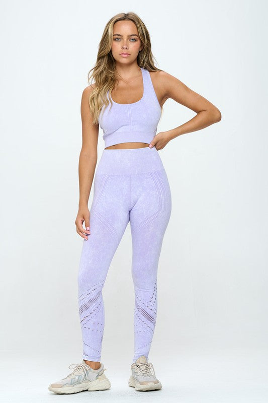 OTOS Active Two Piece Mineral Washed Seamless Cropped Tank & Leggings Set in 2 Colors