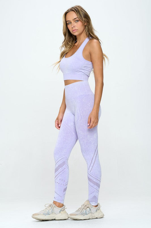 OTOS Active Two Piece Mineral Washed Seamless Cropped Tank & Leggings Set in 2 Colors