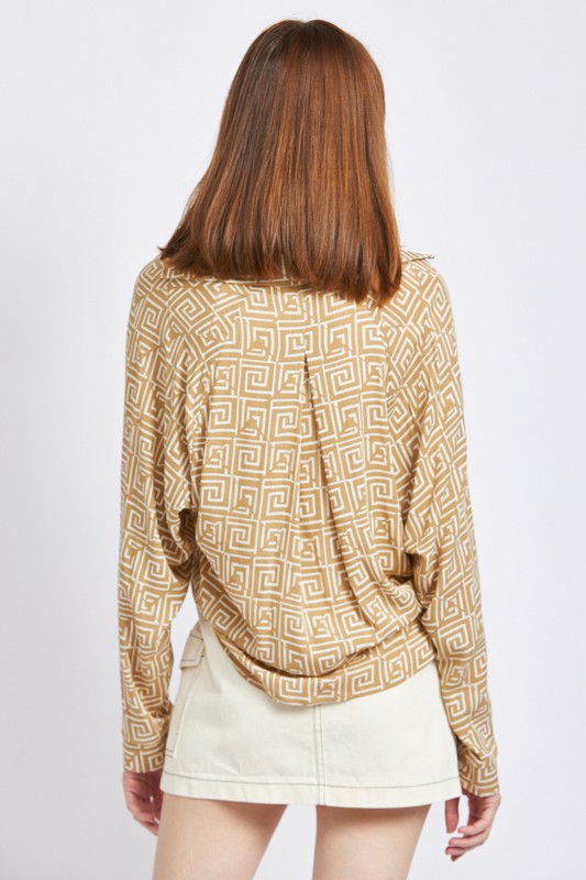 EMORY PARK PRINTED TIE FRONT TOP