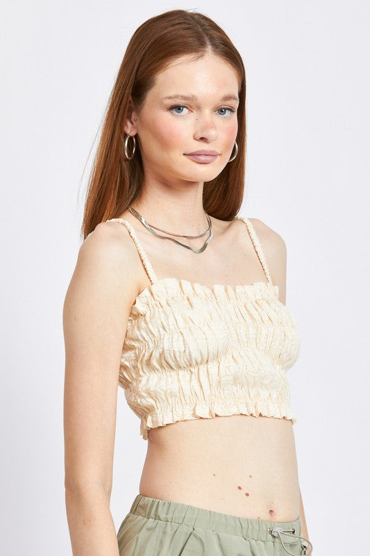 EMORY PARK RUCHED CROP CAMI TOP