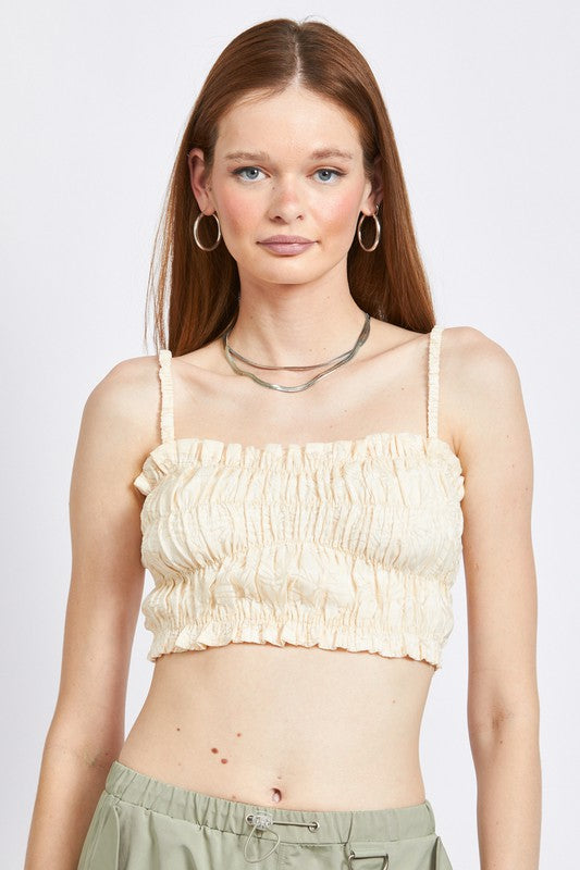 EMORY PARK RUCHED CROP CAMI TOP