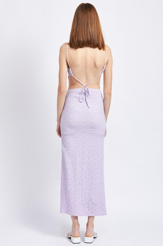 EMORY PARK SPAGHETTI STRAP OPEN BACK MIDI DRESS