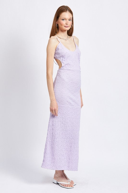 EMORY PARK SPAGHETTI STRAP OPEN BACK MIDI DRESS