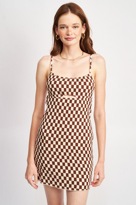 EMORY PARK SPAGHETTI STRAP MINI PLAID DRESS IN 2 COLORS