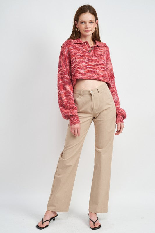 Emory Park Cropped Long Sleeve Sweater in 2 Colors