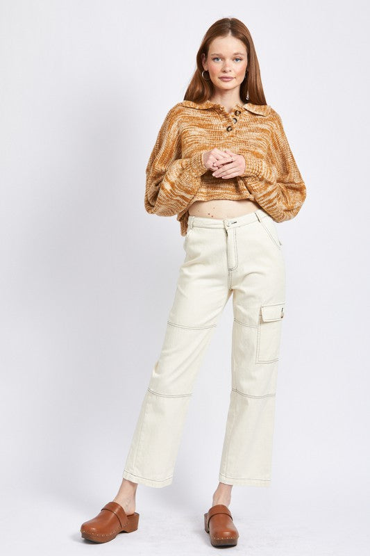 Emory Park Cropped Long Sleeve Sweater in 2 Colors