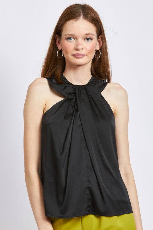 EMORY PARK SLEEVELESS BLOUSE WITH TWIST FRONT