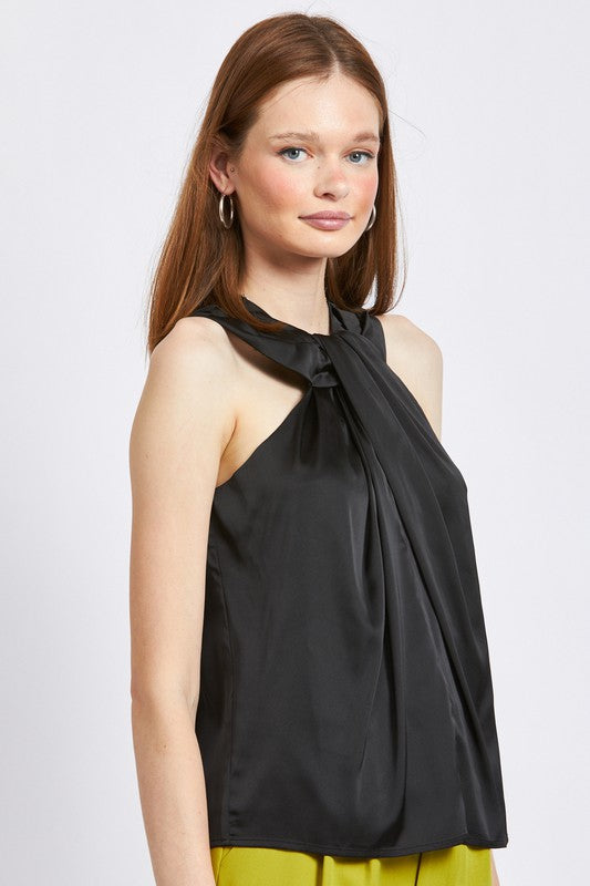 EMORY PARK SLEEVELESS BLOUSE WITH TWIST FRONT