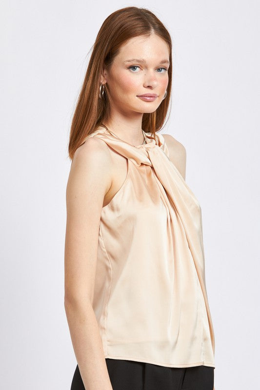 EMORY PARK SLEEVELESS BLOUSE WITH TWIST FRONT