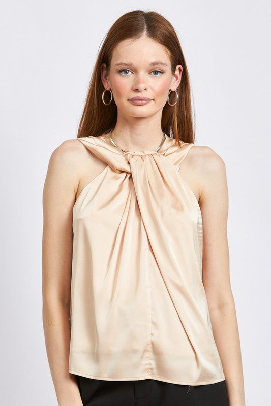 EMORY PARK SLEEVELESS BLOUSE WITH TWIST FRONT