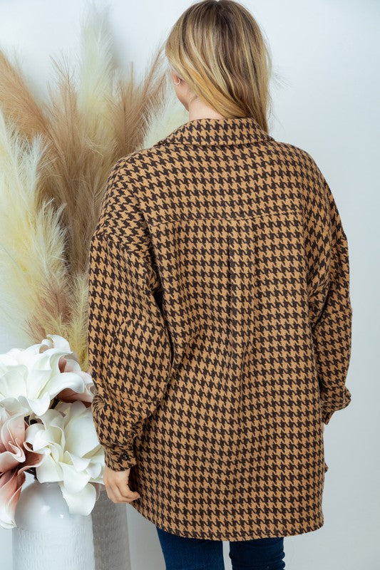 White Birch Houndstooth Woven Jacket