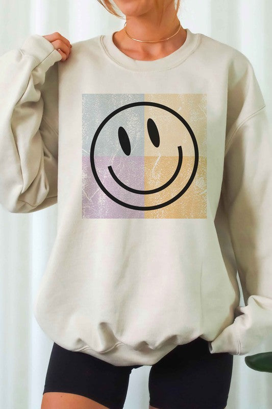 Blume and Co Four Square Happy Face Graphic Sweatshirt in 2 Colors