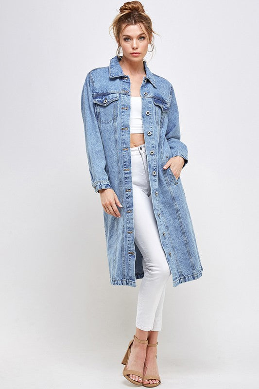 Blue Age Denim Overcoat Midi Jacket in 3 Colors